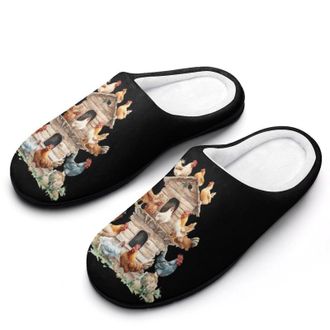 Generic House On Chicken Womens Slippers Warm House Slippers Indoor House Shoes with Anti-Skid Rubber Sole
