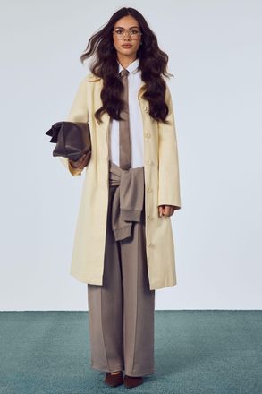 Boohoo Womens Maxi Wool Look Coat - Yellow - Size 10 UK