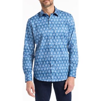 Robert Graham Warlow Cotton Button-Up Shirt in Blue at Nordstrom Rack, Size Small