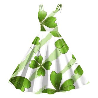 Generic Womens St Patricks Day Fancy Dress Leprechaun Costumes Ireland Irish Lucky Shamrock Dress Saint Patricks Day Green Irish Outfits Gown CocktailGreen Sl