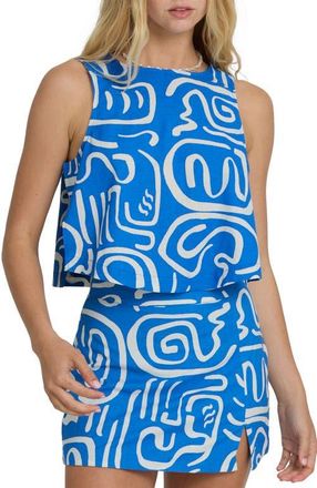 Billabong So Breezy Sleeveless Cotton & Linen Top in True Blue at Nordstrom, Size X-Large