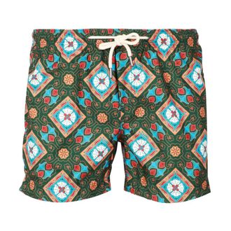 Peninsula Beachwear, male, Multicolor, Size: 2XL Island Pattern Swim Shorts