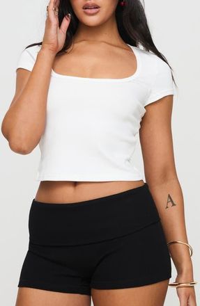 Princess Polly Baseline Square Neck Rib Tank in White at Nordstrom, Size 10