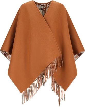 Fendi Capes, female, Brown, Size: ONE SIZE Poncho 130X130 Deco