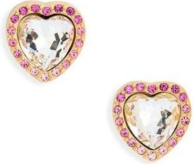 Kurt Geiger Pavé Crystal Heart Stud Earrings in Pink at Nordstrom Rack