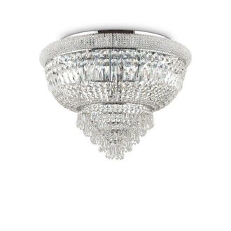 Netlighting Dubai Indoor 24 Lights Flush Chandelier Ceiling Lamp Chrome E14 in Grey