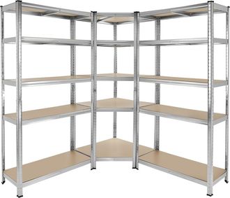 TecTake Estanter&iacute;a met&aacute;lica esquinera, 3 partes, 2625 kg, 165 x 165 x 180 cm