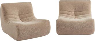 Sweeek Sof&aacute; modular en tejido efecto alpaca, 2 plazas, beige