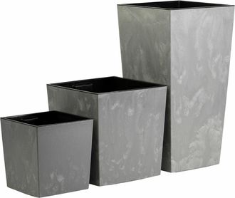 OEM Juego De Macetas Grandes Modernas De Hormig&oacute;n Gris, 3 Piezas