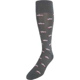 Trafalgar Store Penelopes Flying Pigs Over The Calf Mercerized Cotton Novelty Socks in Grey at Nordstrom