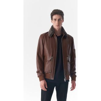 FURNIQ Lucas Leather Jacket in Tan Brown at Nordstrom, Size Medium