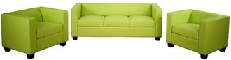 Hhg Nunca Usado] 3-1-1 Conjunto Sof&aacute; Conjunto Sof&aacute; Lounge Lille, Polipiel, Verde Claro