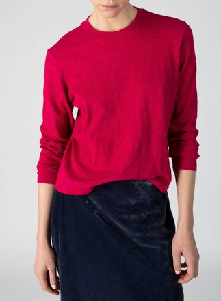 ATM Anthony Thomas Melillo Womens Slub Jersey Long Sleeve Crop Tee In Rubellite
