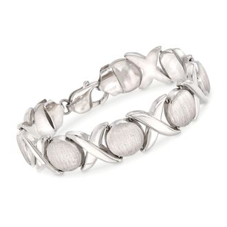 Ross-Simons Italian Sterling Silver Brushed and Polished Xo Link Bracelet