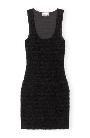 Ganni Velvet Smock Mini Dress - Size 10/12 Black