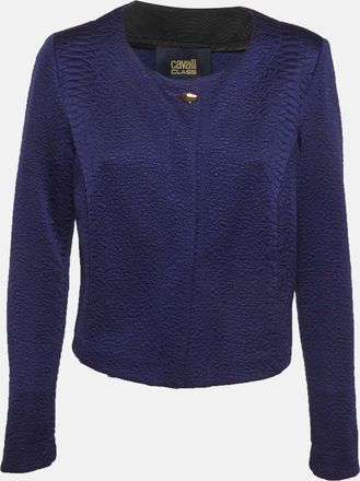 Roberto Cavalli Blue Textured Crepe Jacket