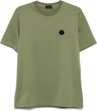 Moncler T-shirt in cotone con logo - Verde