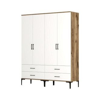 Dmora Gran Armario Atria, Muebles De Dormitorio, Vestidor, Armario De Ropa, 160x201h48 Cm, Nogal Y Blanco, Con Embalaje Reforzado - Dmora