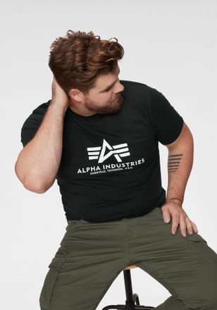 Alpha Industries T-Shirt ALPHA INDUSTRIES Basic T-Shirt, Herren, Gr. 3XL, schwarz (schwarz, 03), Single Jersey, Obermaterial: 100% Baumwolle, bedruckt, regular fit nor