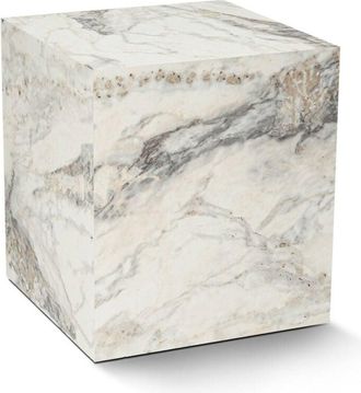 Dmora Dmora - Mesa De Caf&eacute; Imogen, Mesa De Centro Baja, Revistero Para Sof&aacute;, Estante De La Sala De Estar, 45x45 H50 Cm, M&aacute;rmol