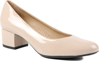 Jones Bootmaker Womens Zakynthos Leather Block Heel Court Shoes - Beige - Size UK 4.5