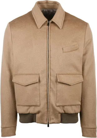 LUIGI BORRELLI NAPOLI Beige Wool-Cashmere Aviator Jacket