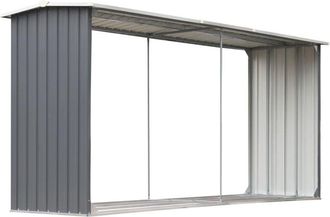 vidaXL Casetilla Para Le&ntilde;a Acero Galvanizado Gris 330x92x153 Cm Vidaxl