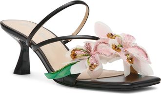 Betsey Johnson Wells Beaded Flower Sandal in Black at Nordstrom, Size 8.5