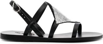 Ancient Greek Sandals barbara chainmail detailing sandals - women - Calf Leather/Calf Leather/Calf Leather/Fabric - 36 - Black
