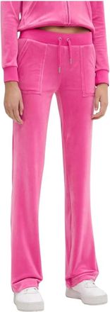 Juicy Couture Classic Velour Del Ray Pocketed Bottoms - Dames - Sweatpants - Roze - L - Polyester - Broeken