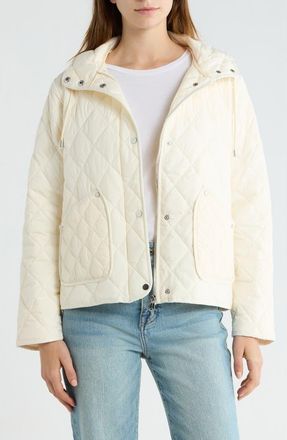 Bernardo Diamond Quilted Jacket with Removable Hood in Vanila Ice at Nordstrom, Size Xx-Large