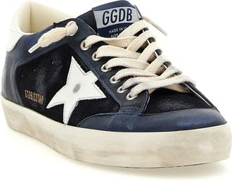 Golden Goose Mens Blue Cowhide Low Top Sneakers