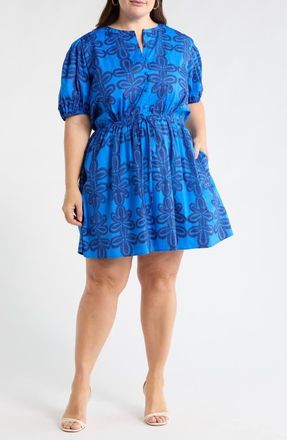 Sugarlips Romery Puff Sleeve Dress in Blue-Navy-Mul at Nordstrom, Size 2X