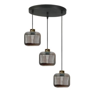 OEM L&aacute;mpara De Techo Colgante Negra Con Pantalla De Cristal Grafito Korn 14-972