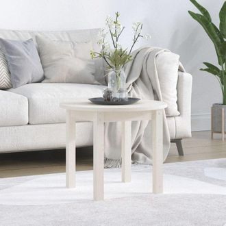 vidaXL Mesa De Centro De Madera Maciza De Pino Blanco &Oslash; 55x45 Cm Vidaxl