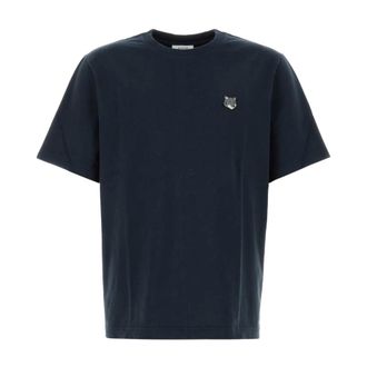 Maison Kitsun&eacute; T-Shirts, male, Blue, Size: XL Fox Head Comfort T-Shirt