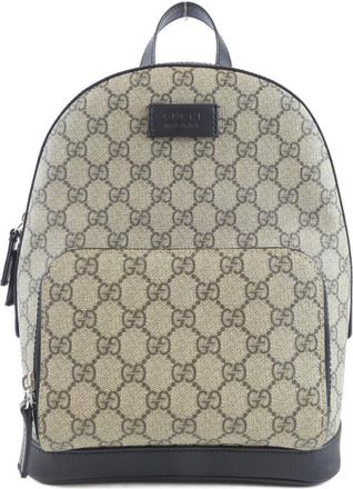 Gucci Beige Black Gg Supreme Backpack (Pre-Owned)