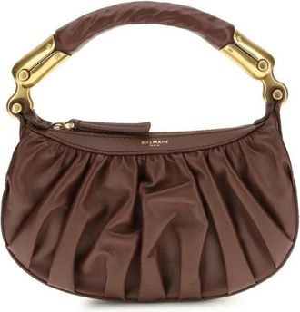 Balmain Anthem Schoudertas - Dames - Handtassen - Bruin - ONE Size - Su&egrave;de - Tassen