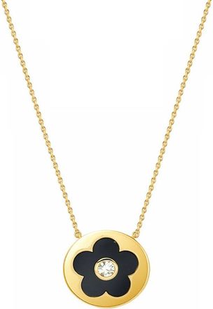 Gabi Rielle Femme Felling 14K Plated Black Agate Cz Stackable Necklace