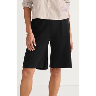 Lands End Knit High Rise Pleated 12 Bermuda Shorts in Black at Nordstrom, Size X-Large
