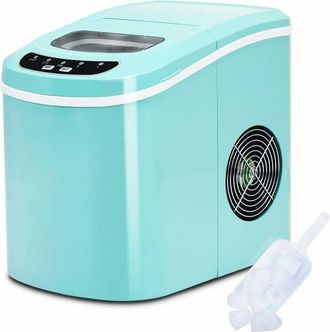 Costway Costway - Macchina del Ghiaccio Portatile 12 kg, Macchina del Ghiaccio Cubetti con Cucchiaio Porzionatore e Cesto, 9 Cubetti di Ghiaccio in 6-13