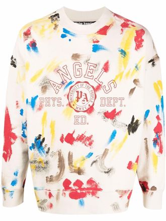 Palm Angels painted college sweatshirt - Neutrals