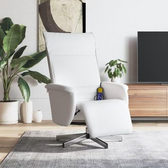 vidaXL Vidaxl - Sill&oacute;n Reclinable Masaje Con Reposapi&eacute;s Cuero Sint&eacute;tico Blanco