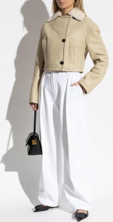 Jacquemus Double-breasted Shearling Coat, Womens, Cream