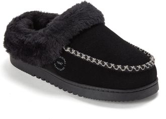 Dearfoams Womens Blaine Genuine Suede Clog Slippers