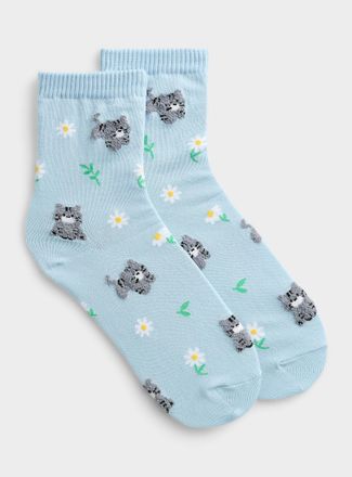 Simons Womens Animal and flower ankle socks