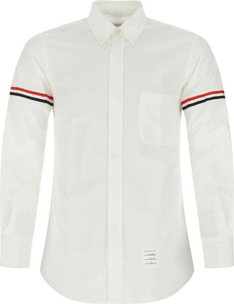 Thom Browne Klassisches Hemd mit Ripsbandarmb&auml;ndern in RWB aus Popeline