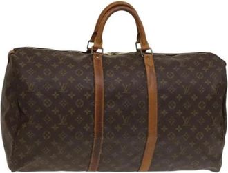 Louis Vuitton Tweedehands Canvas Louis Vuitton tassen - Dames - Vintage Weekendtas - Bruin - ONE Size - Leer - Vintage