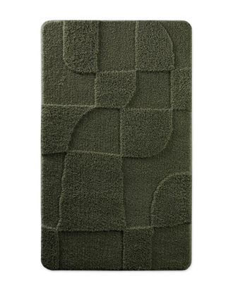 Wecon Home Alfombra de ba&ntilde;o en relieve caqui oscuro 80x150