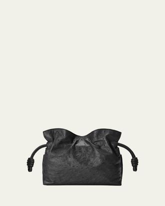 Loewe Flamenco Mini Clutch Bag in Ostrich Leather